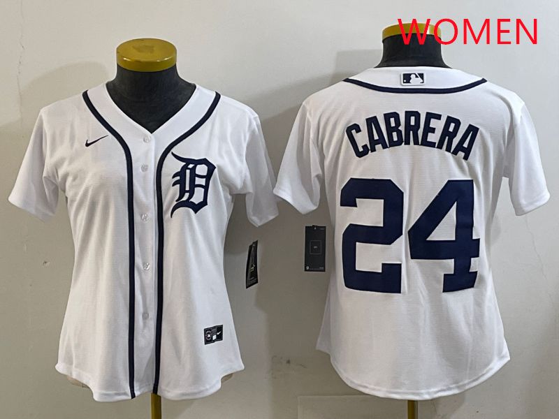 Women Detroit Tigers 24 Cabrera White Game 2025 Nike MLB Jersey style 1